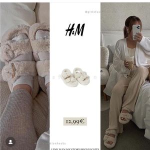 H&M faux fur sandals ..new